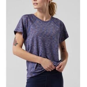 Athleta Ultimate Train Mesh Short Sleeve Performance Tee Space Dye Mesh Blue XXS